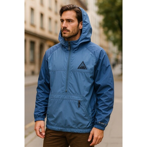 Vintage 90s Nike ACG Clima-Fit Windbreaker Jacket Men’s S Blue Half Zip - Picture 1 of 11